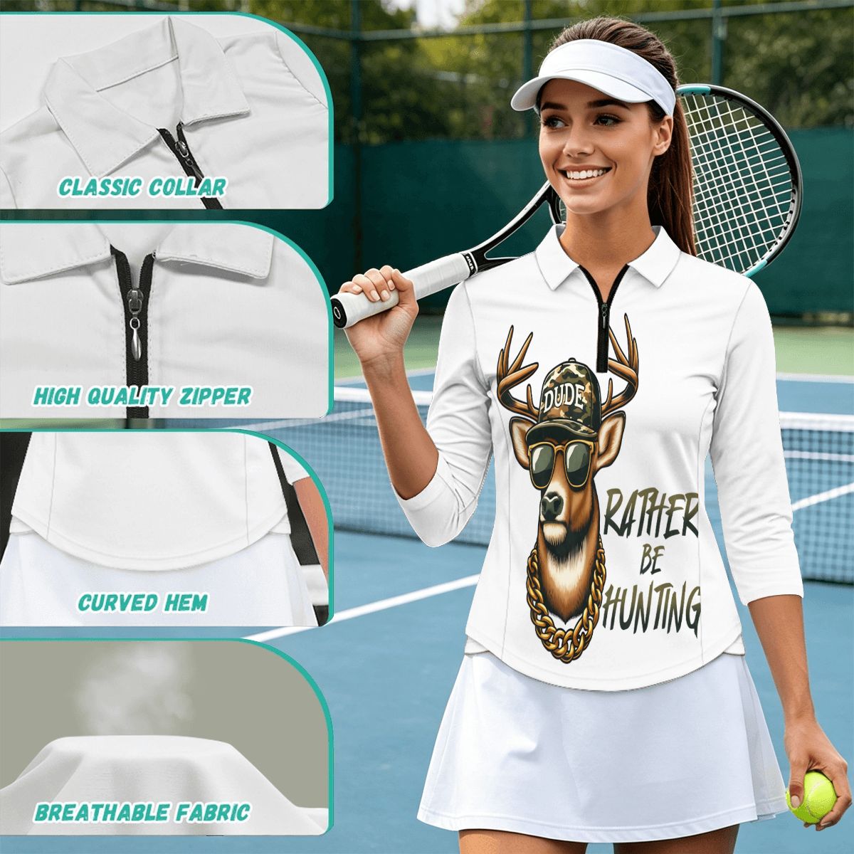 Women's QuarterZip Golf Polo A08VI24050604