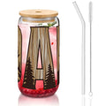 Glass Tumbler with Straw  Bamboo Lid  (16oz) Mama Hunting Dad Deer Camouflage Camo Waterfowl Deer Camo Men TShirt