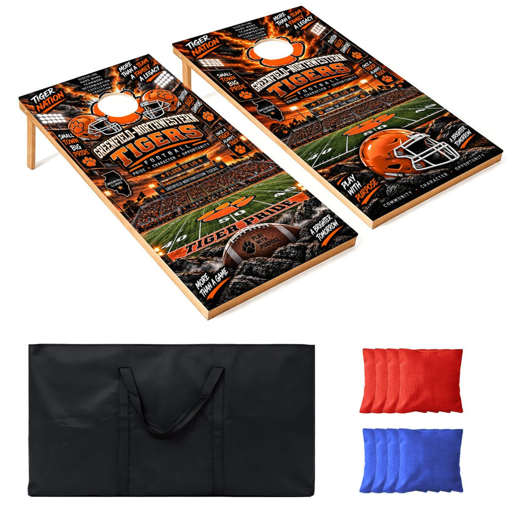 Cornhole Boards Game Set Greenfield- Northwestern Tigers
