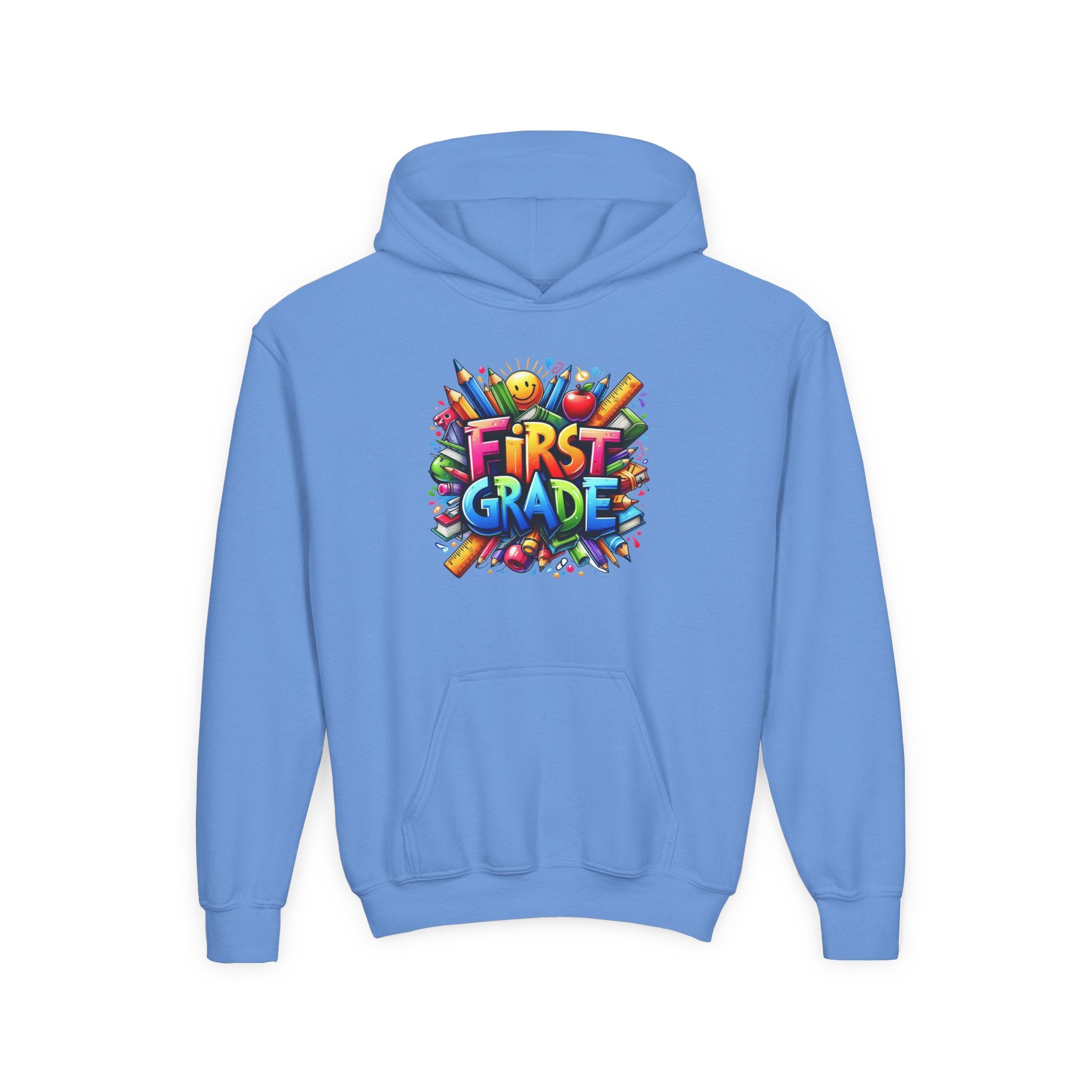 First Grade Kids Hoodie — Colorful School Back-to-School Sweatshirt