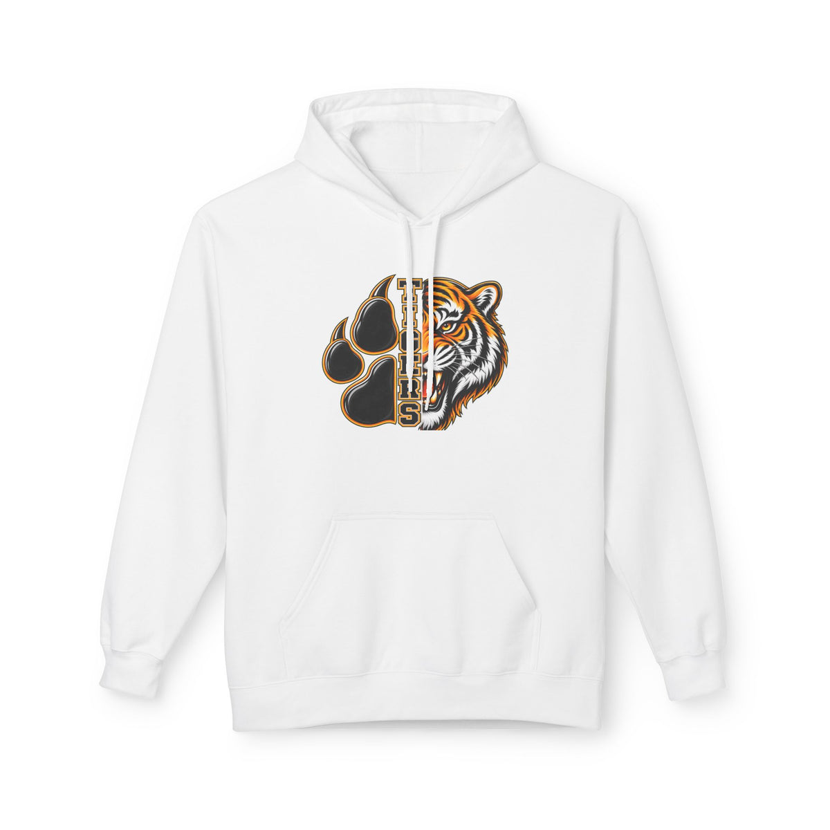 Tiger Paw Split Face Hoodie — Vintage Bengal Tiger Graphic Sweatshirt