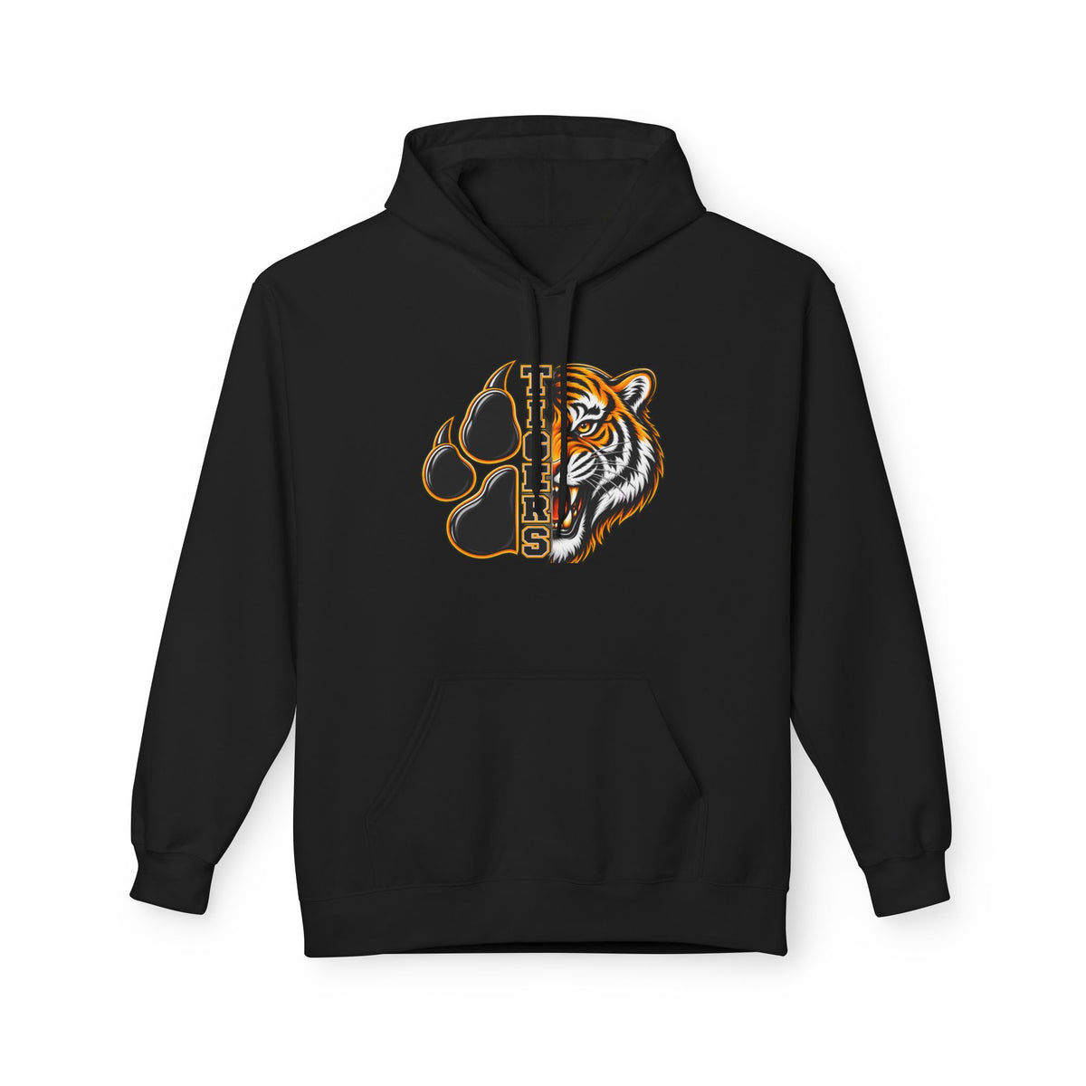 Tiger Paw Split Face Hoodie — Vintage Bengal Tiger Graphic Sweatshirt