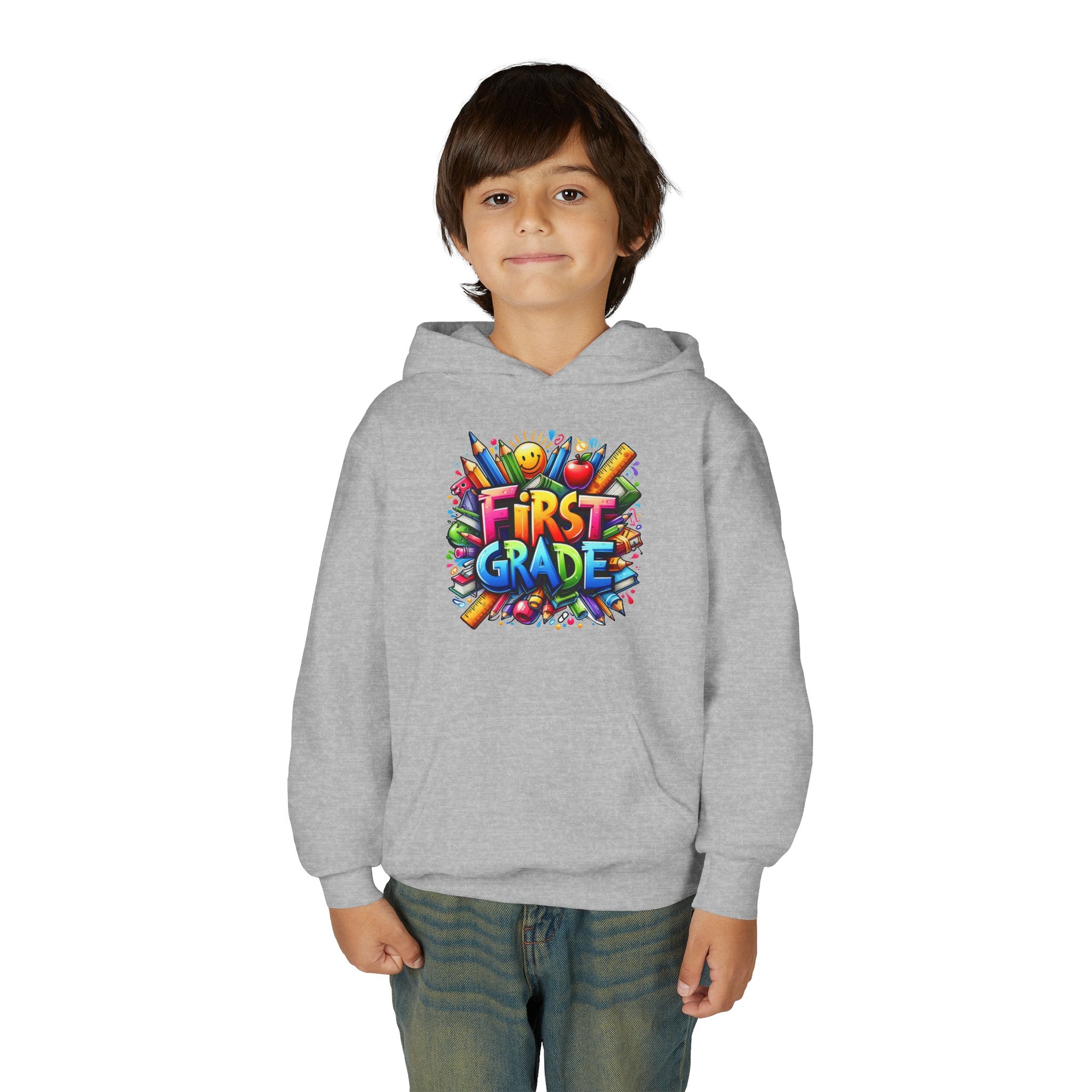 First Grade Kids Hoodie — Colorful School Back-to-School Sweatshirt