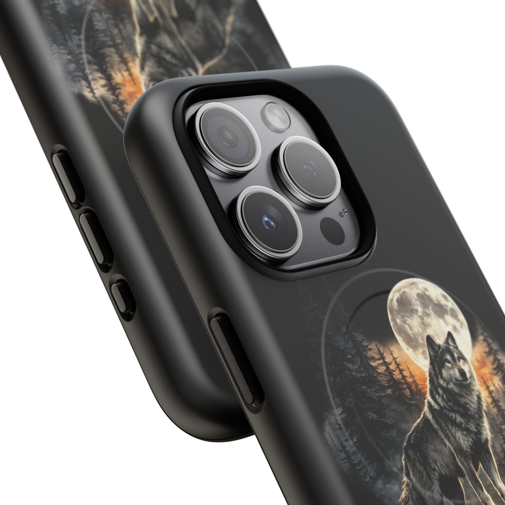 Wolf Moon Tough Magnetic Phone Case — Protective Magnetic iPhone Cover with Full Moon Forest Design
