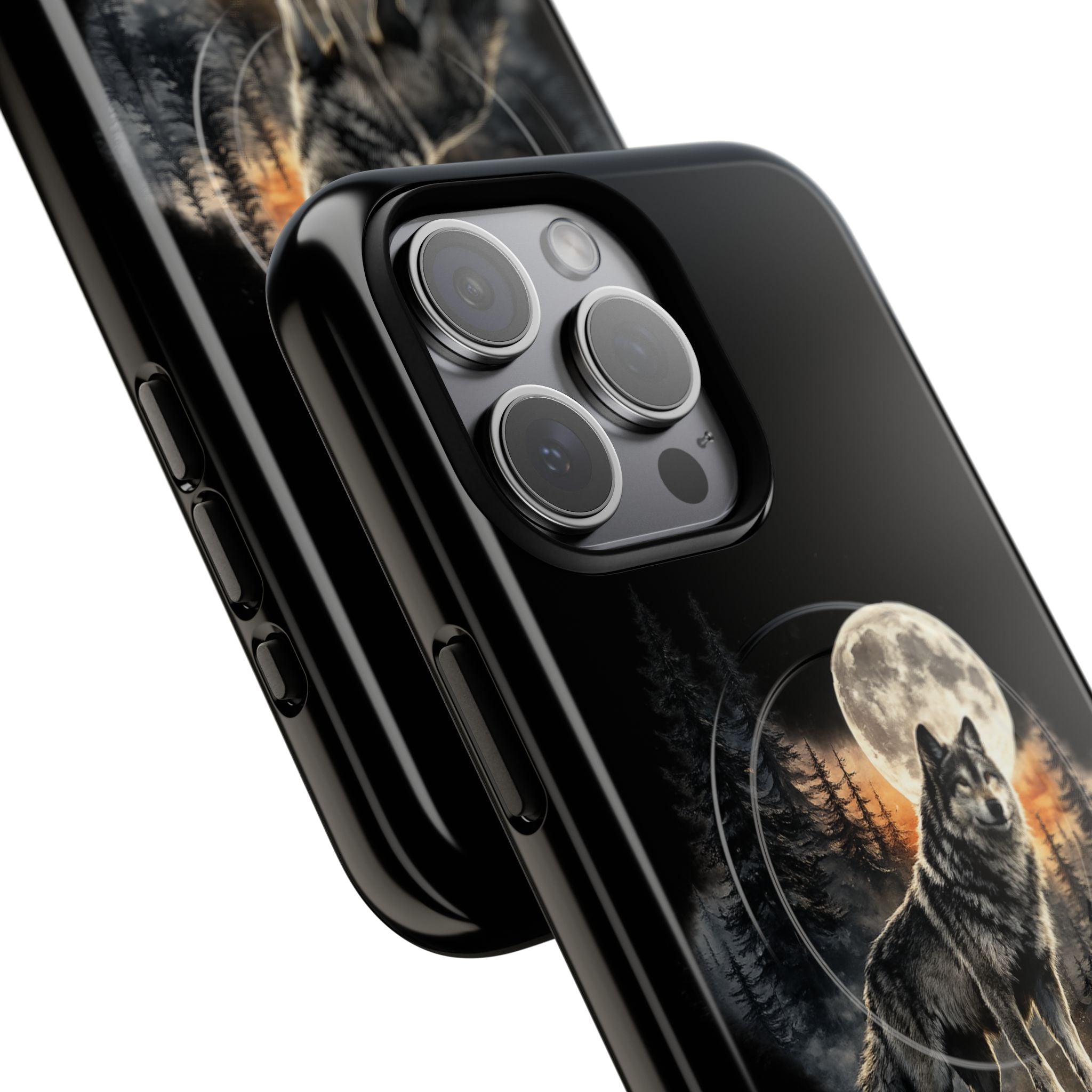 Wolf Moon Tough Magnetic Phone Case — Protective Magnetic iPhone Cover with Full Moon Forest Design