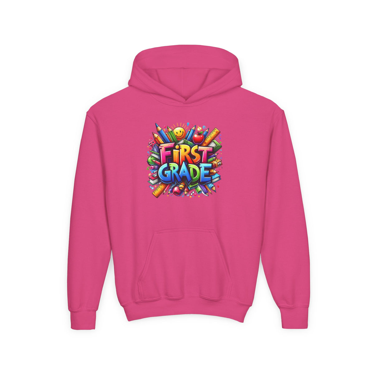 First Grade Kids Hoodie — Colorful School Back-to-School Sweatshirt