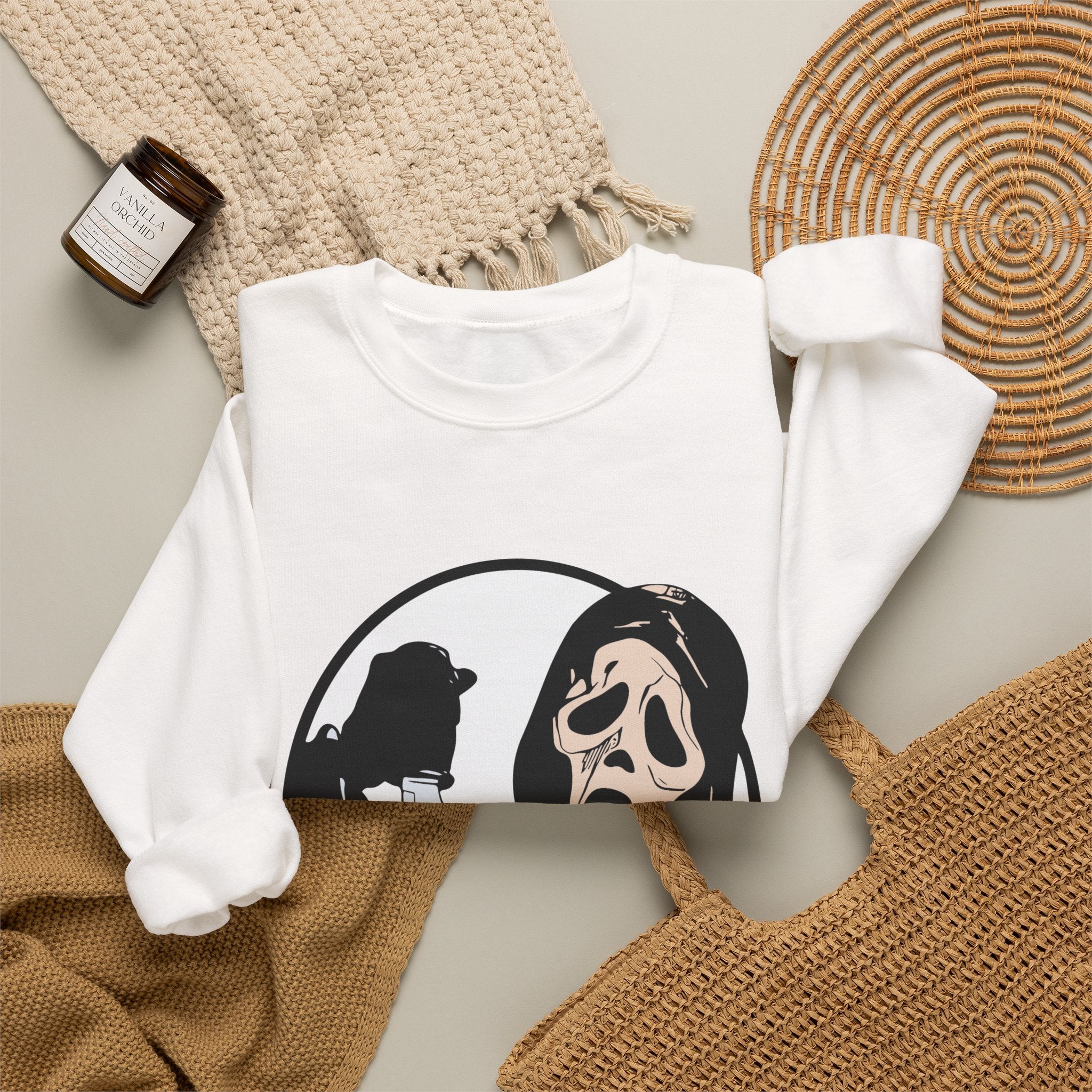 Scream Mask Crewneck Sweatshirt - Horror Movie Ghostface Graphic