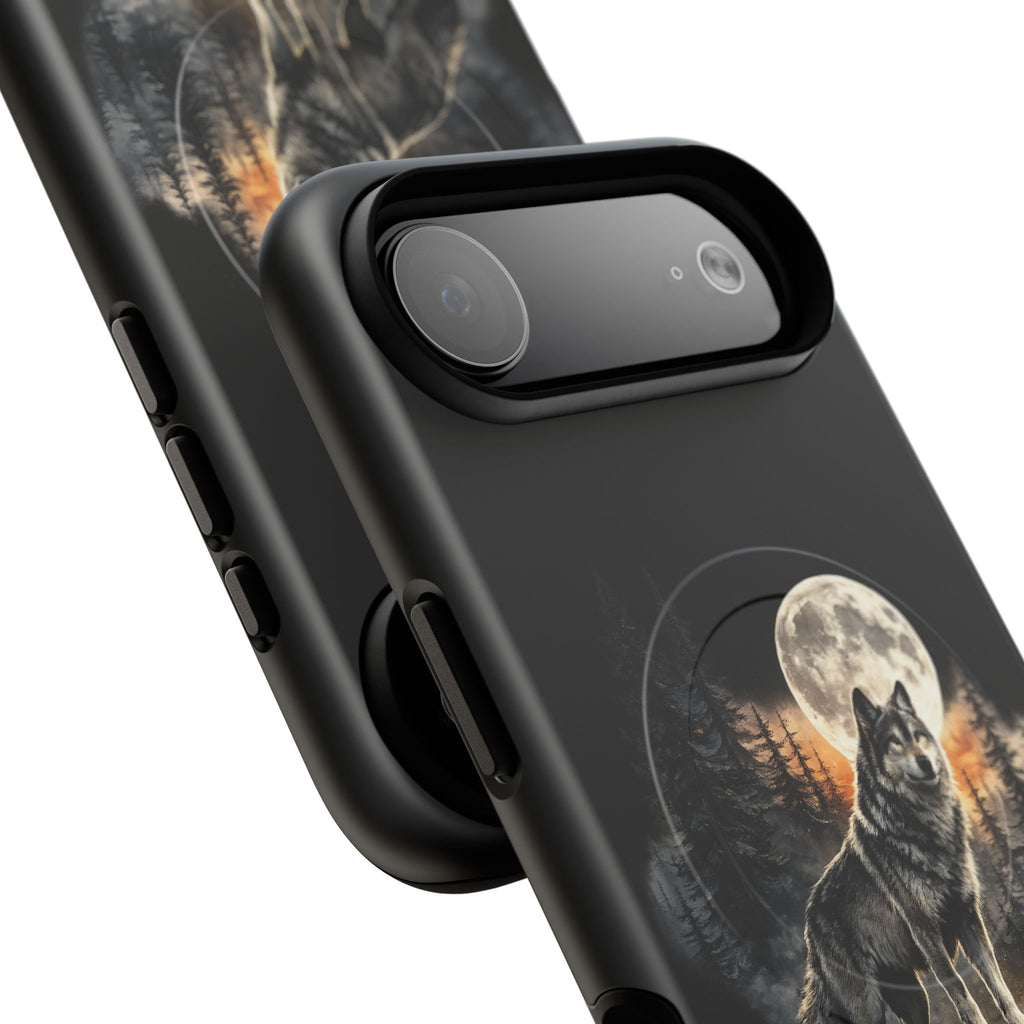 Wolf Moon Tough Magnetic Phone Case — Protective Magnetic iPhone Cover with Full Moon Forest Design