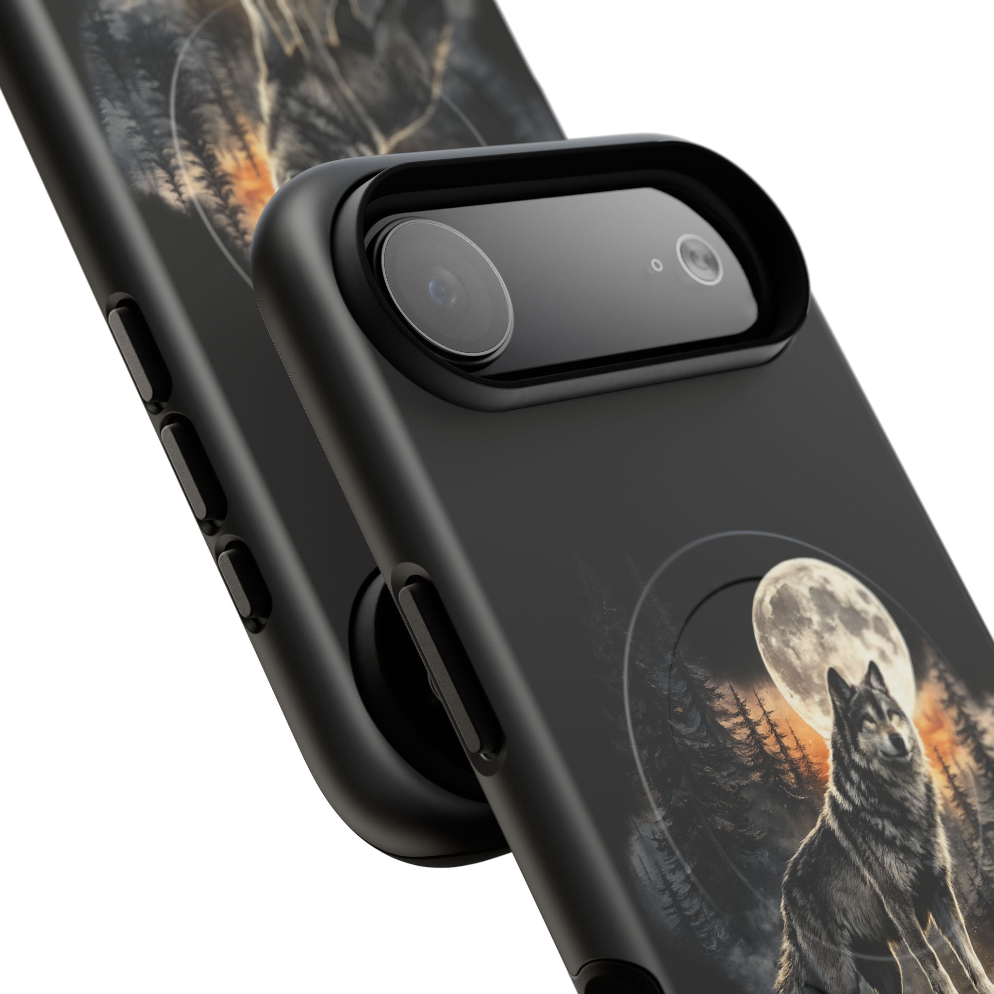 Wolf Moon Tough Magnetic Phone Case — Protective Magnetic iPhone Cover with Full Moon Forest Design