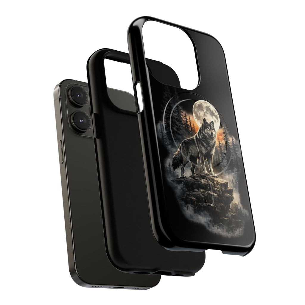 Wolf Moon Tough Magnetic Phone Case — Protective Magnetic iPhone Cover with Full Moon Forest Design
