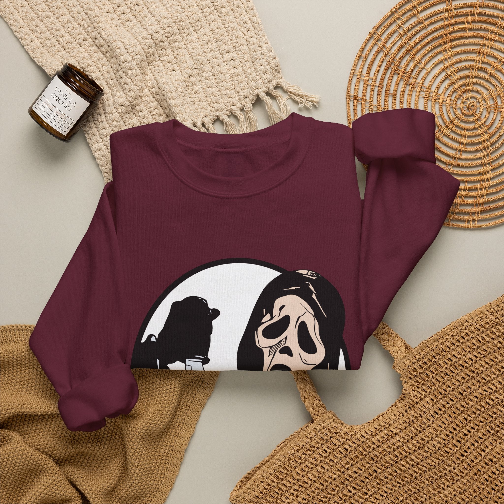 Scream Mask Crewneck Sweatshirt - Horror Movie Ghostface Graphic