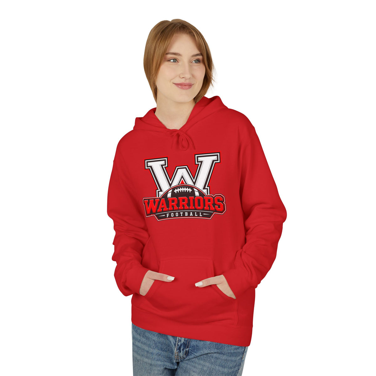 Warriors Football V Logo Hoodie — High School Team Spirit Pullover