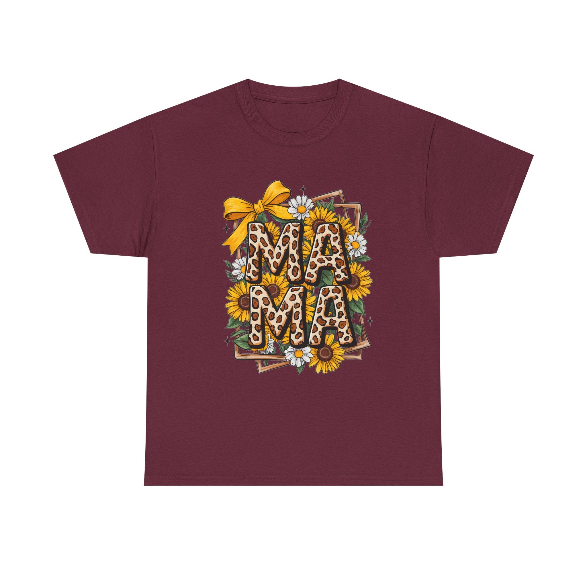 Mama Leopard Print Sunflower T-Shirt