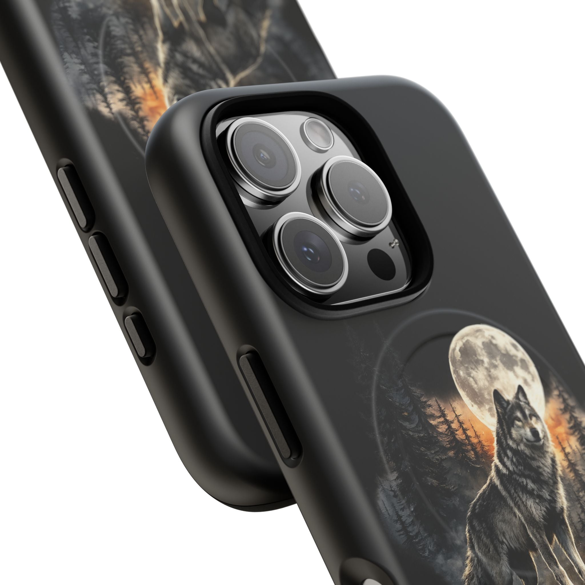 Wolf Moon Tough Magnetic Phone Case — Protective Magnetic iPhone Cover with Full Moon Forest Design