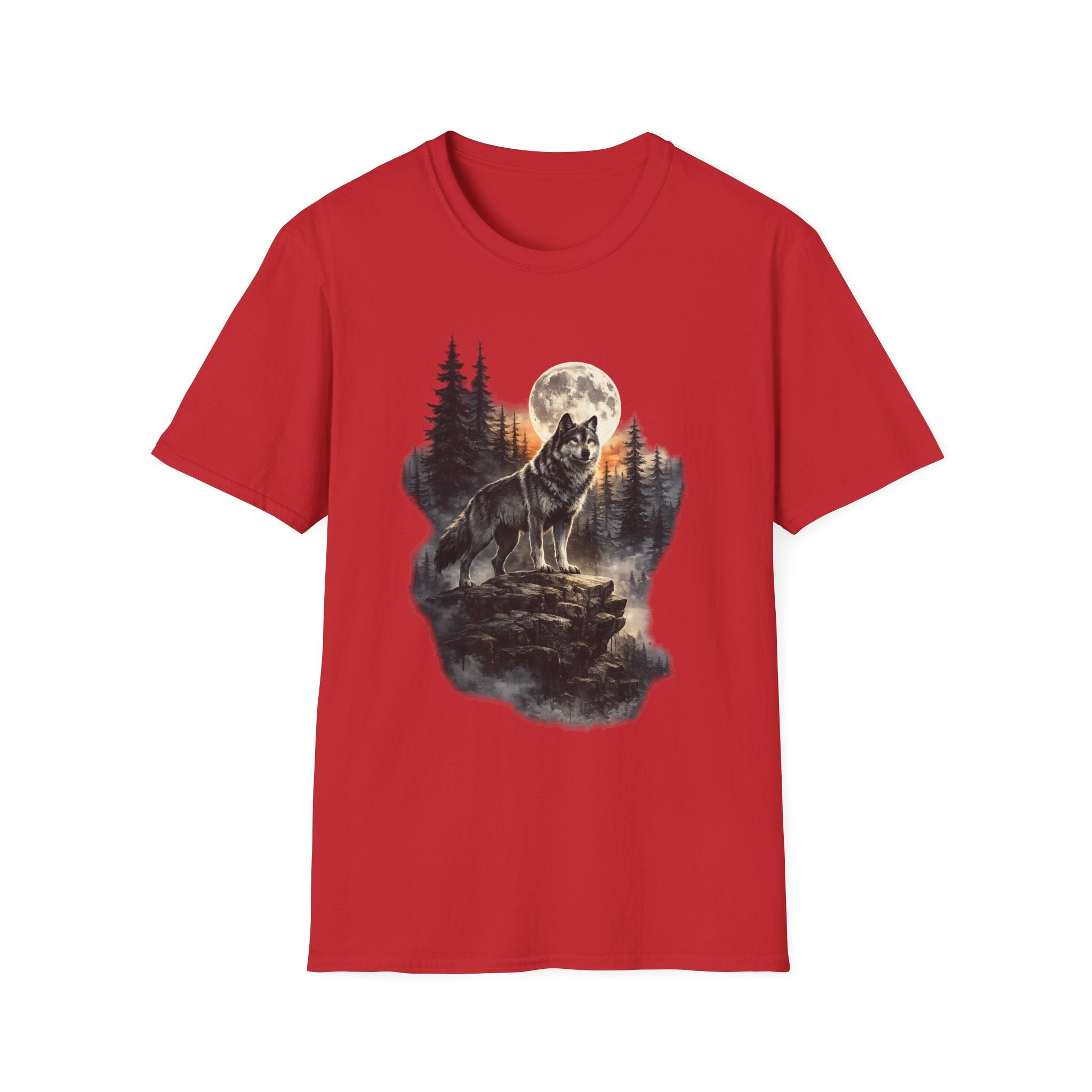 Wolf Moon T‑Shirt — Howling Wolf Forest Graphic Tee