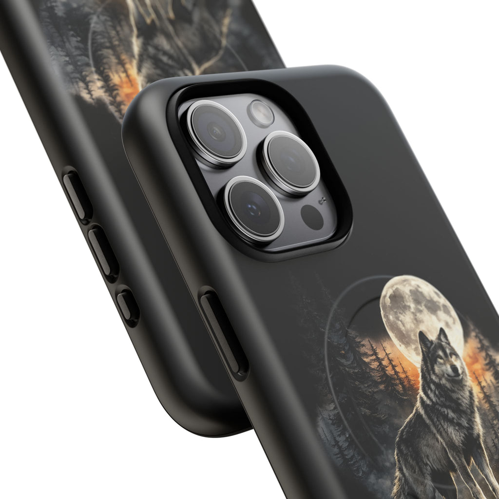 Wolf Moon Tough Magnetic Phone Case — Protective Magnetic iPhone Cover with Full Moon Forest Design