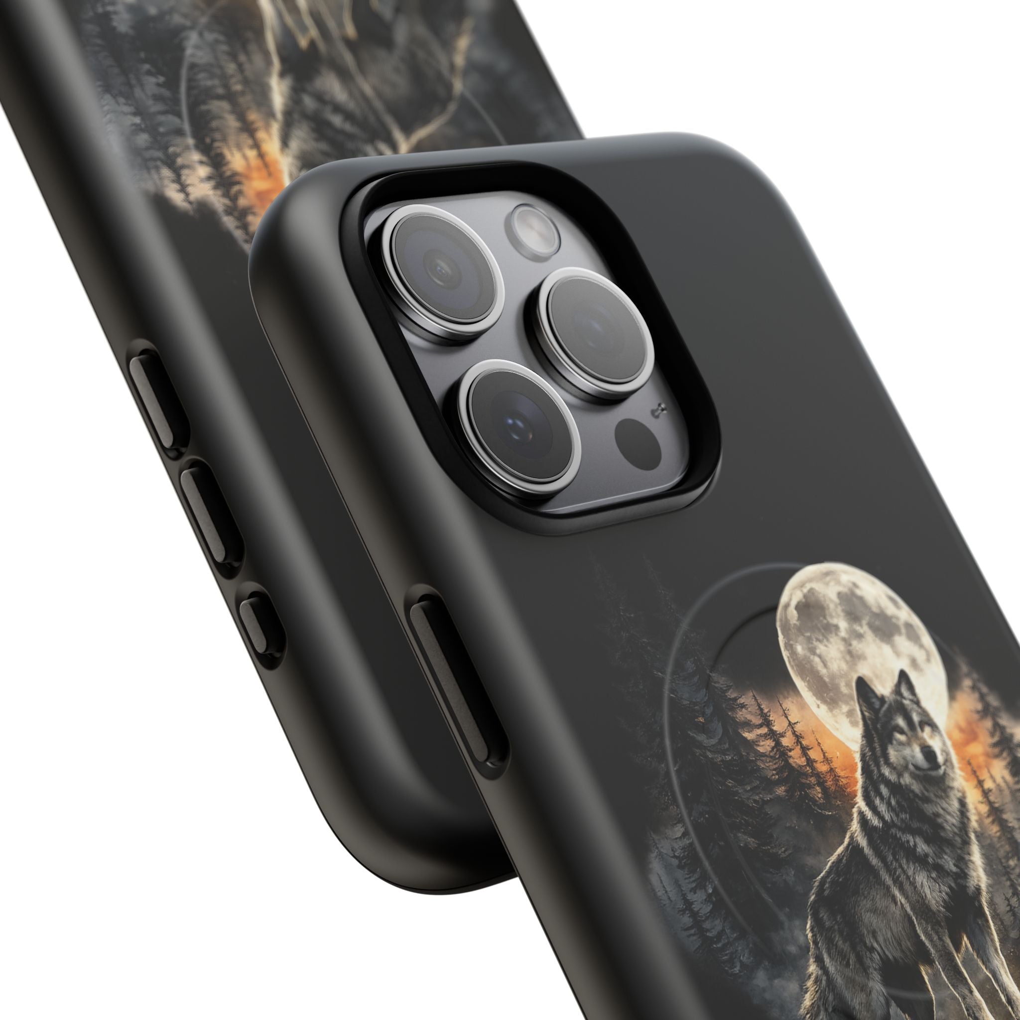 Wolf Moon Tough Magnetic Phone Case — Protective Magnetic iPhone Cover with Full Moon Forest Design