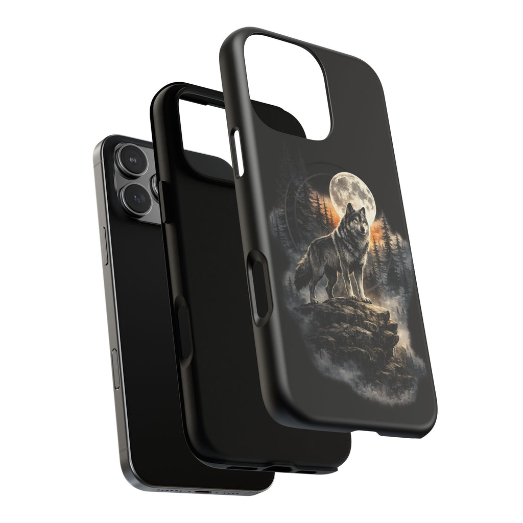 Wolf Moon Tough Magnetic Phone Case — Protective Magnetic iPhone Cover with Full Moon Forest Design