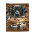 Duck Hunting Labrador Velveteen Plush Blanket — Cozy Waterfowl Scene for Hunters & Dog Lovers