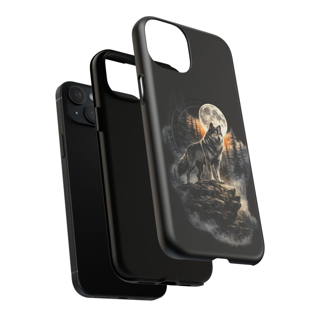 Wolf Moon Tough Magnetic Phone Case — Protective Magnetic iPhone Cover with Full Moon Forest Design