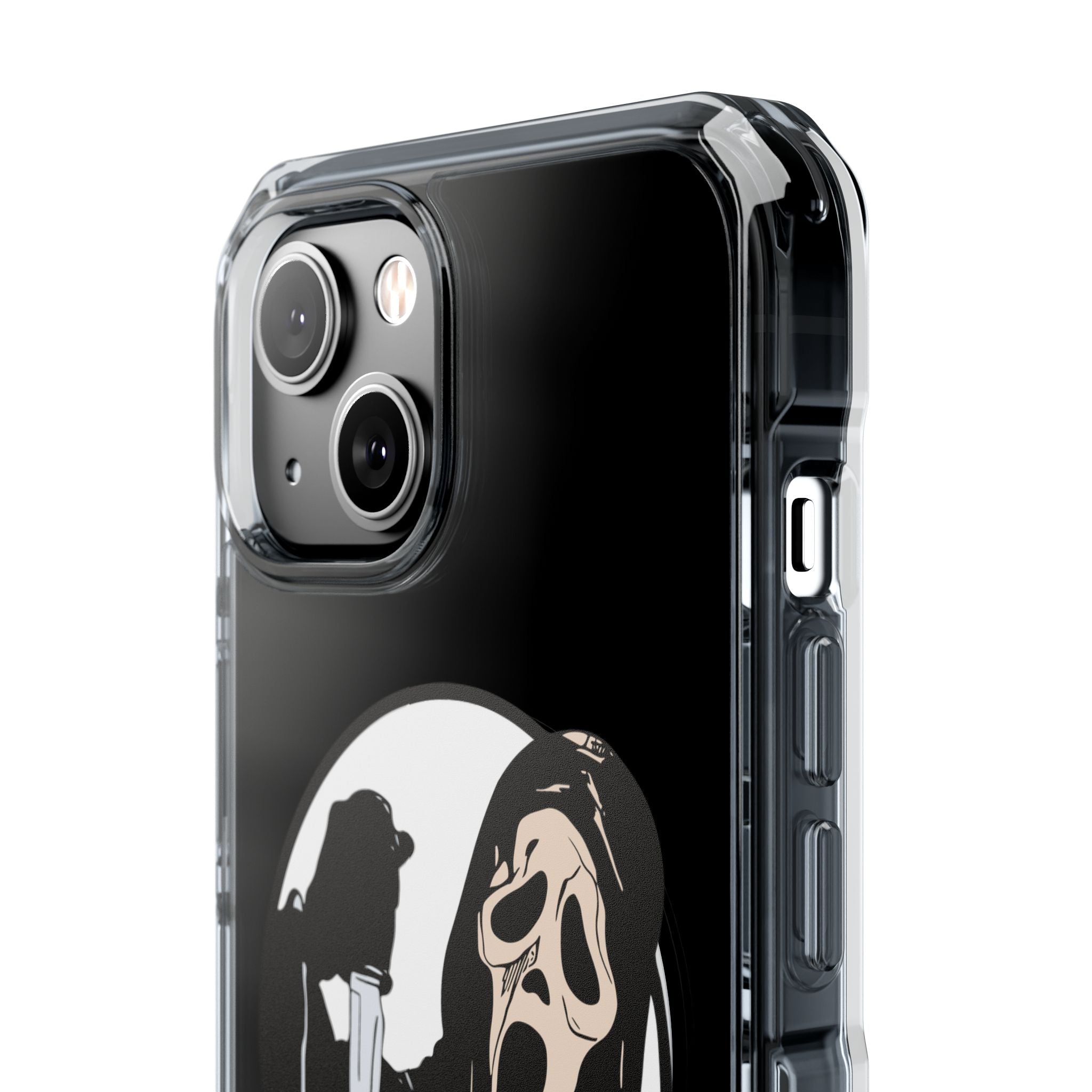 Clear Magnetic Phone Case — Scream Mask & Knife Horror Design