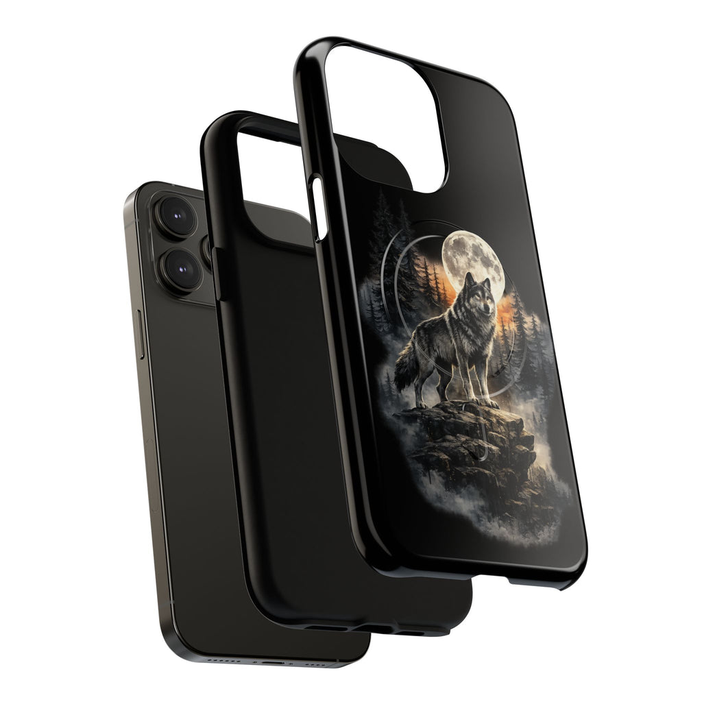 Wolf Moon Tough Magnetic Phone Case — Protective Magnetic iPhone Cover with Full Moon Forest Design