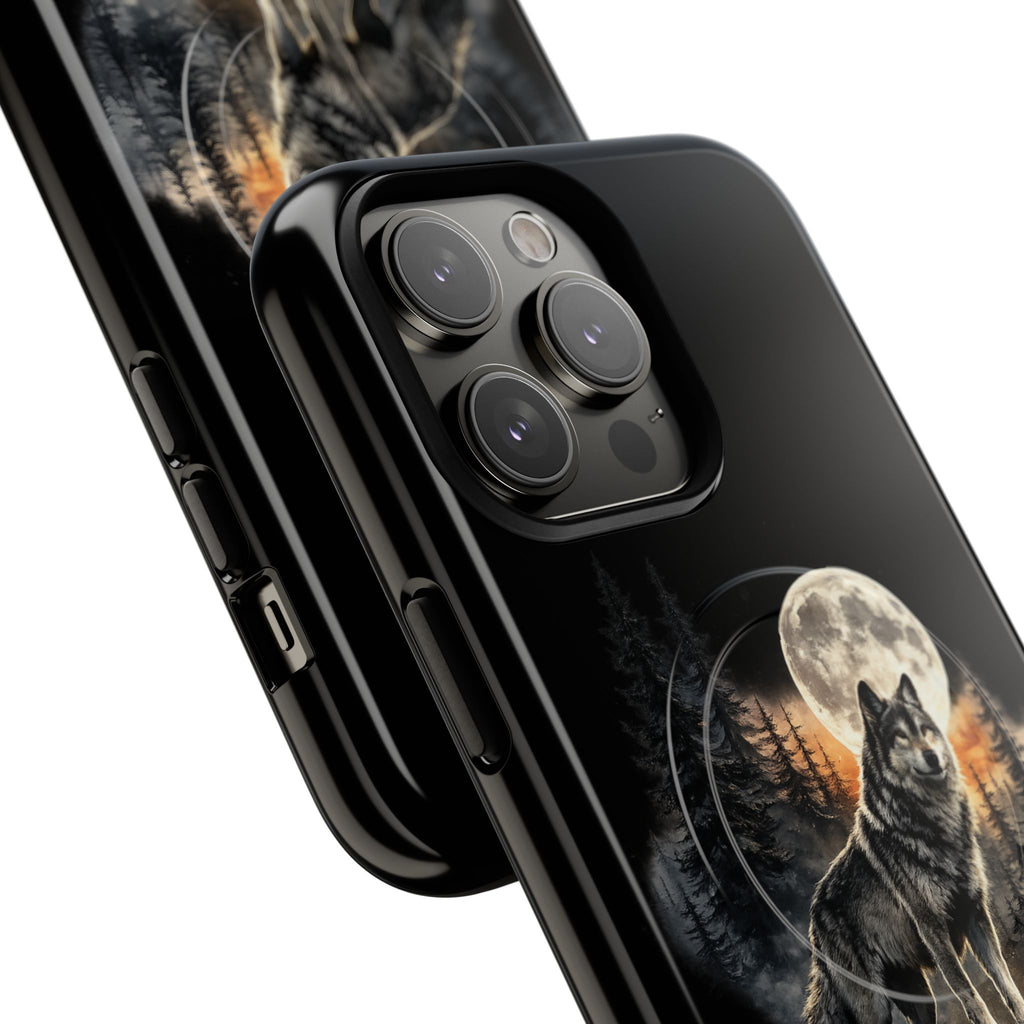 Wolf Moon Tough Magnetic Phone Case — Protective Magnetic iPhone Cover with Full Moon Forest Design