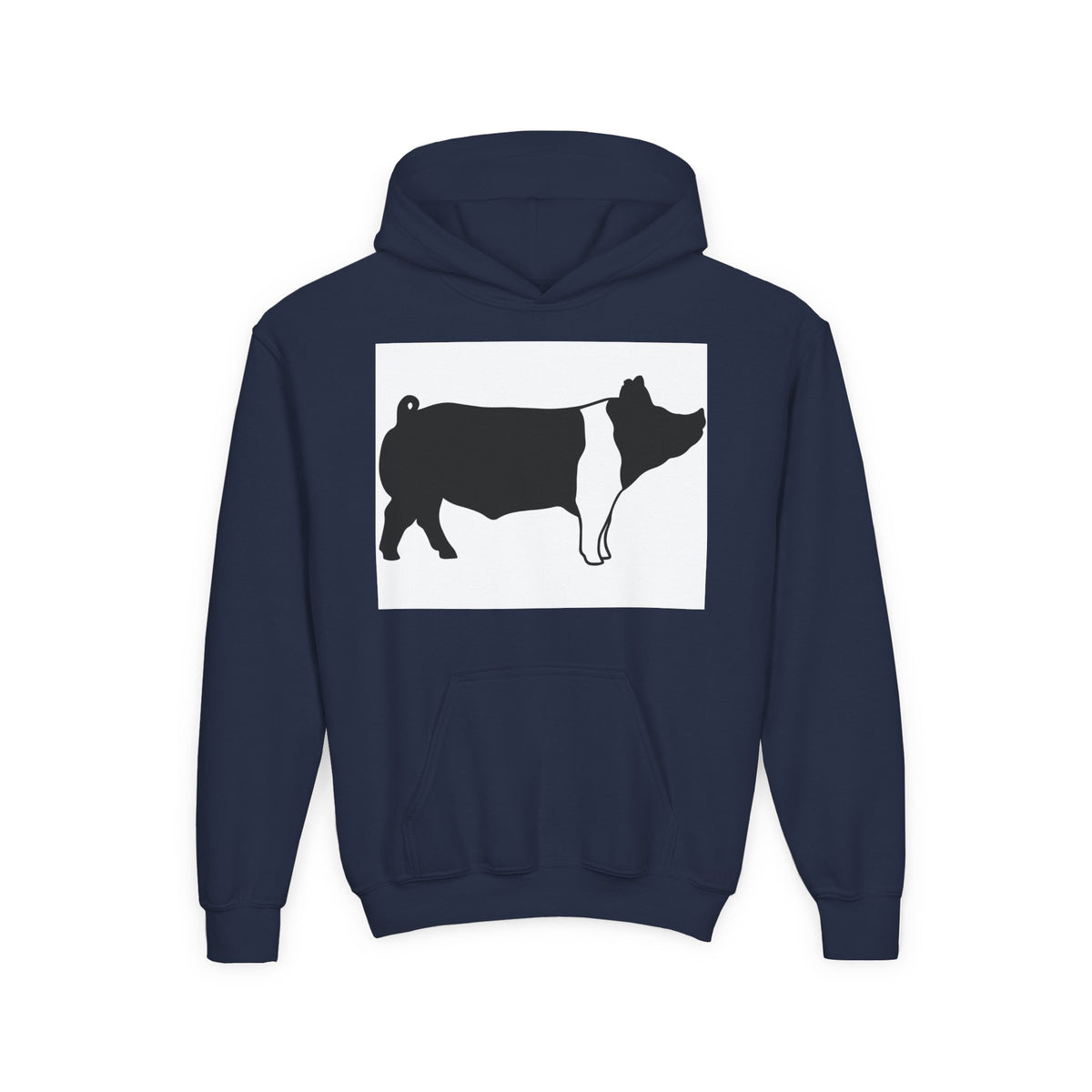 Youth Pig Silhouette Hoodie — Farm Animal Kids Sweatshirt