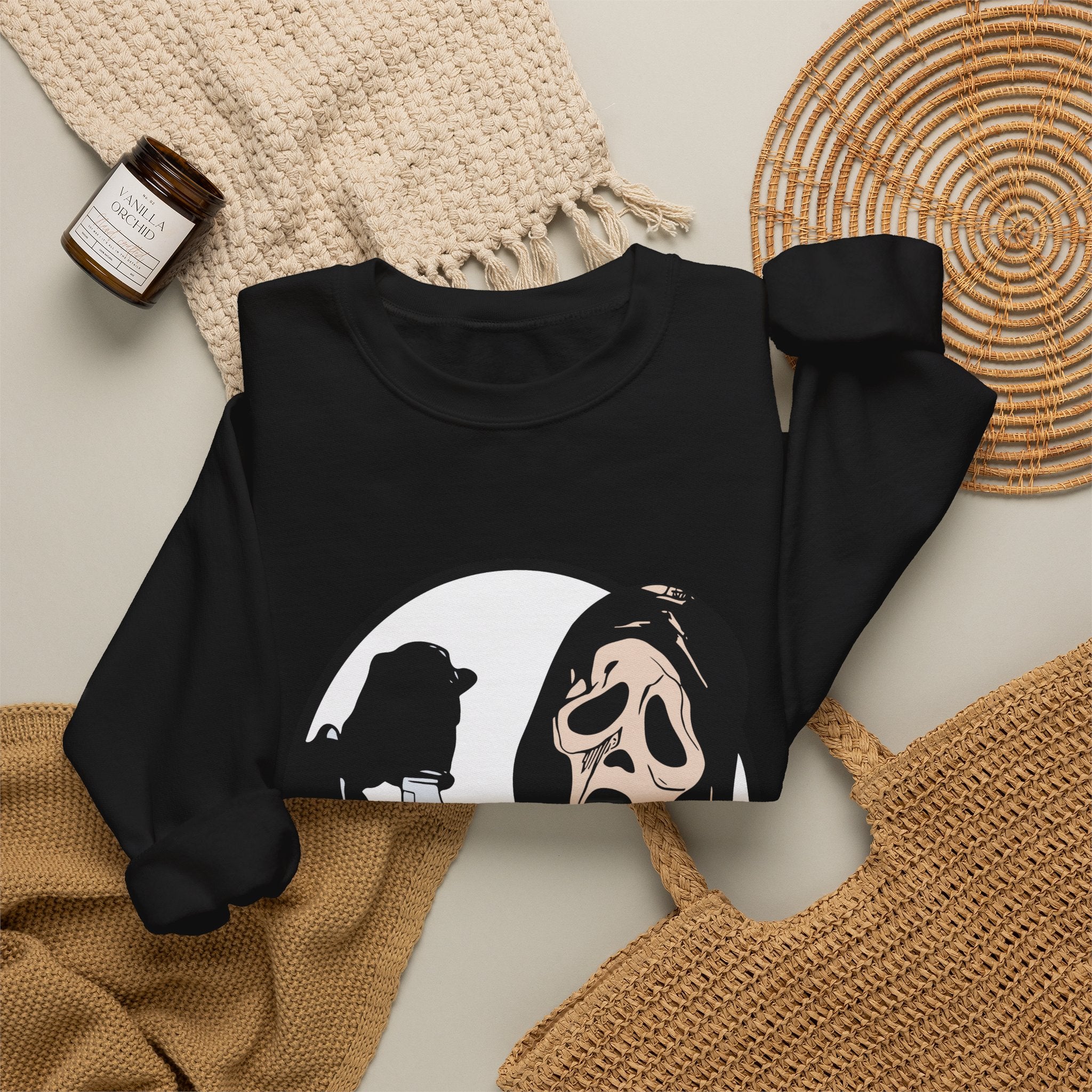 Scream Mask Crewneck Sweatshirt - Horror Movie Ghostface Graphic