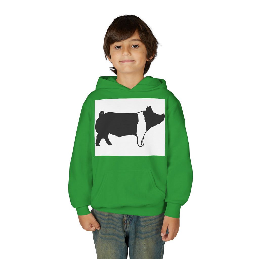 Youth Pig Silhouette Hoodie — Farm Animal Kids Sweatshirt