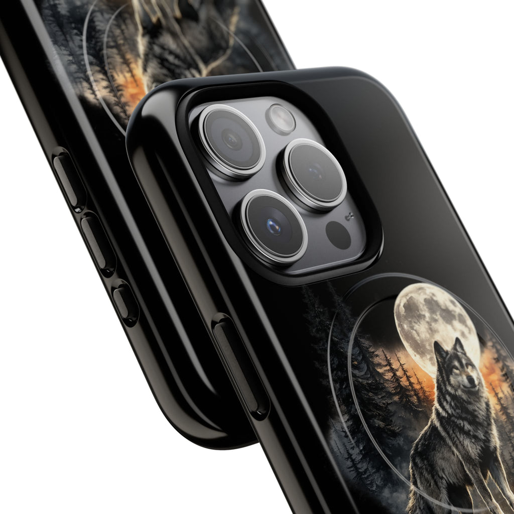 Wolf Moon Tough Magnetic Phone Case — Protective Magnetic iPhone Cover with Full Moon Forest Design