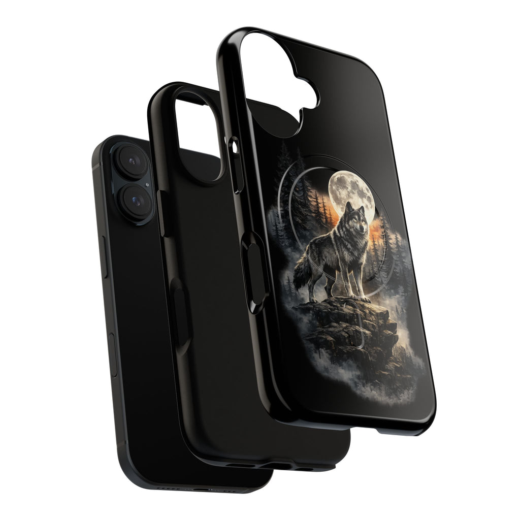 Wolf Moon Tough Magnetic Phone Case — Protective Magnetic iPhone Cover with Full Moon Forest Design