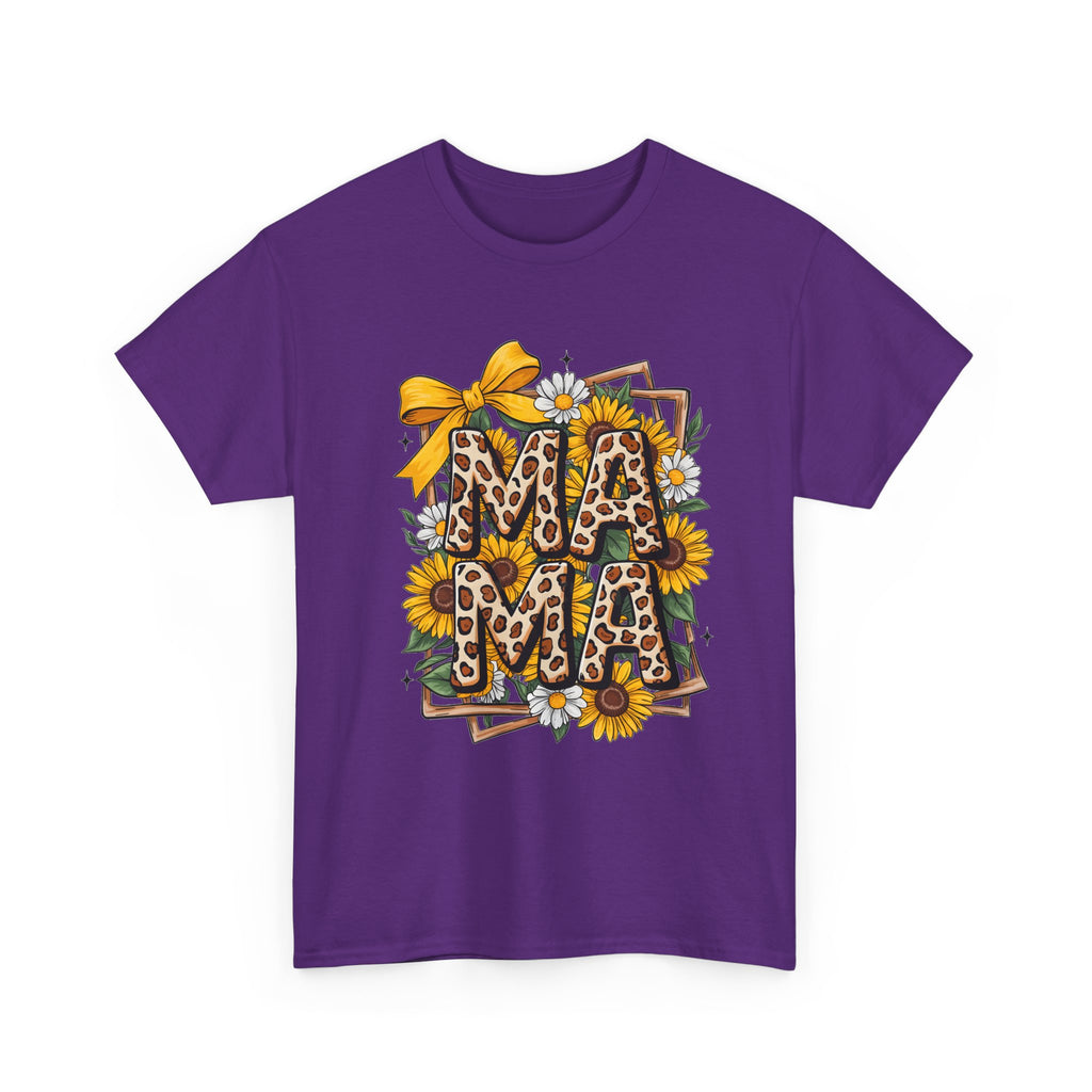 Mama Leopard Print Sunflower T-Shirt