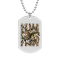 Deer & Bass Camo Dog Tag Necklace — Hunting Fishing Pet Tag