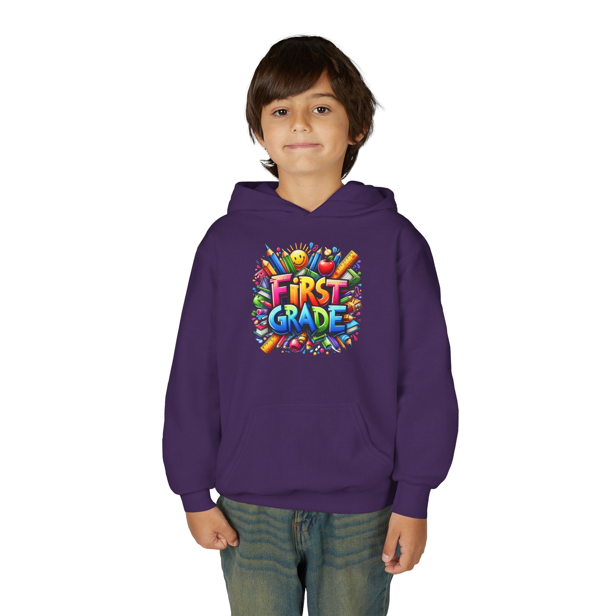 First Grade Kids Hoodie — Colorful School Back-to-School Sweatshirt