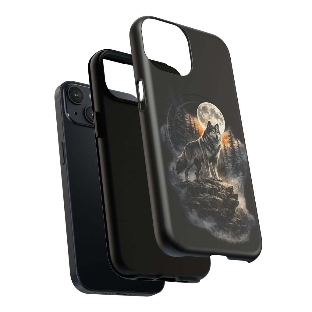 Wolf Moon Tough Magnetic Phone Case — Protective Magnetic iPhone Cover with Full Moon Forest Design