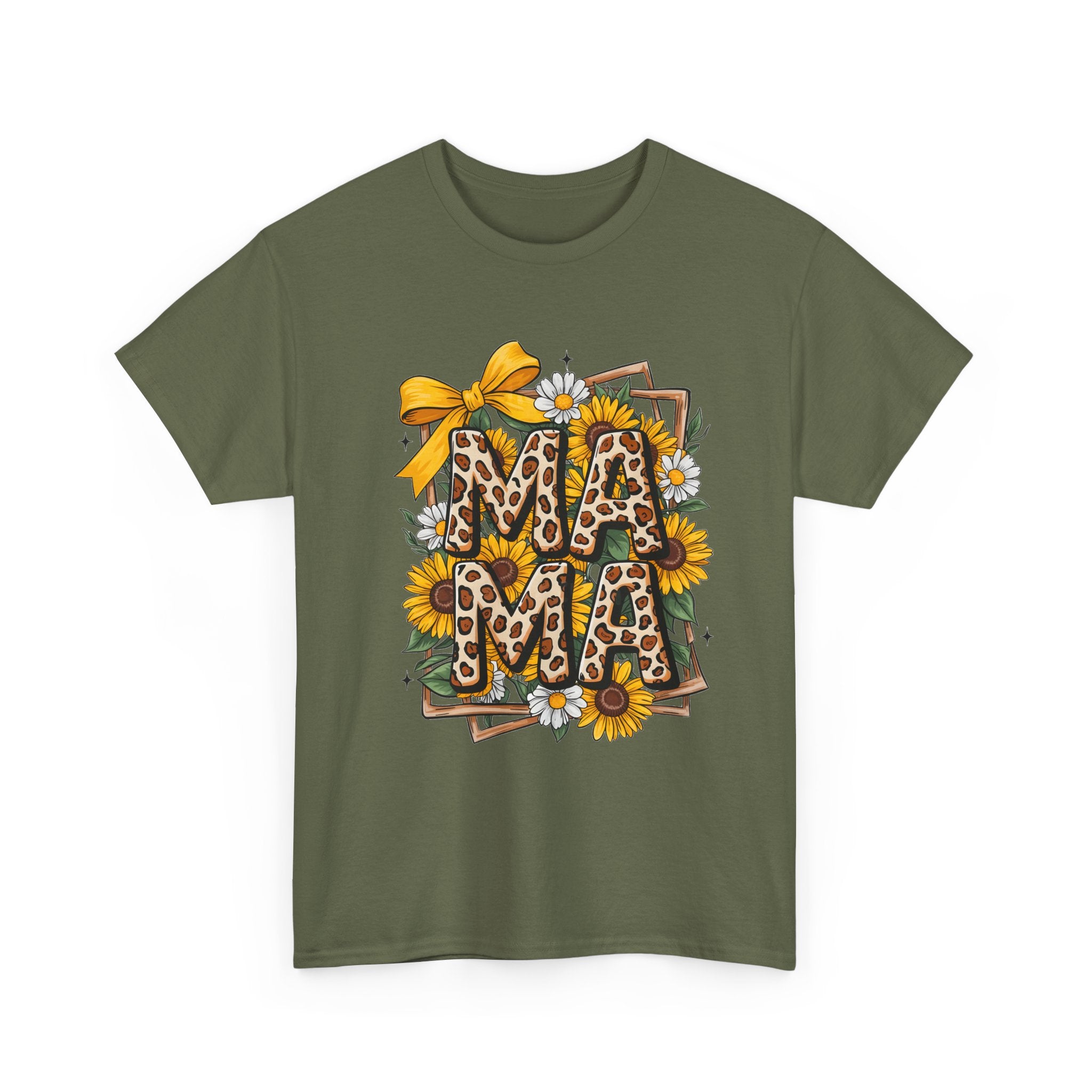 Mama Leopard Print Sunflower T-Shirt