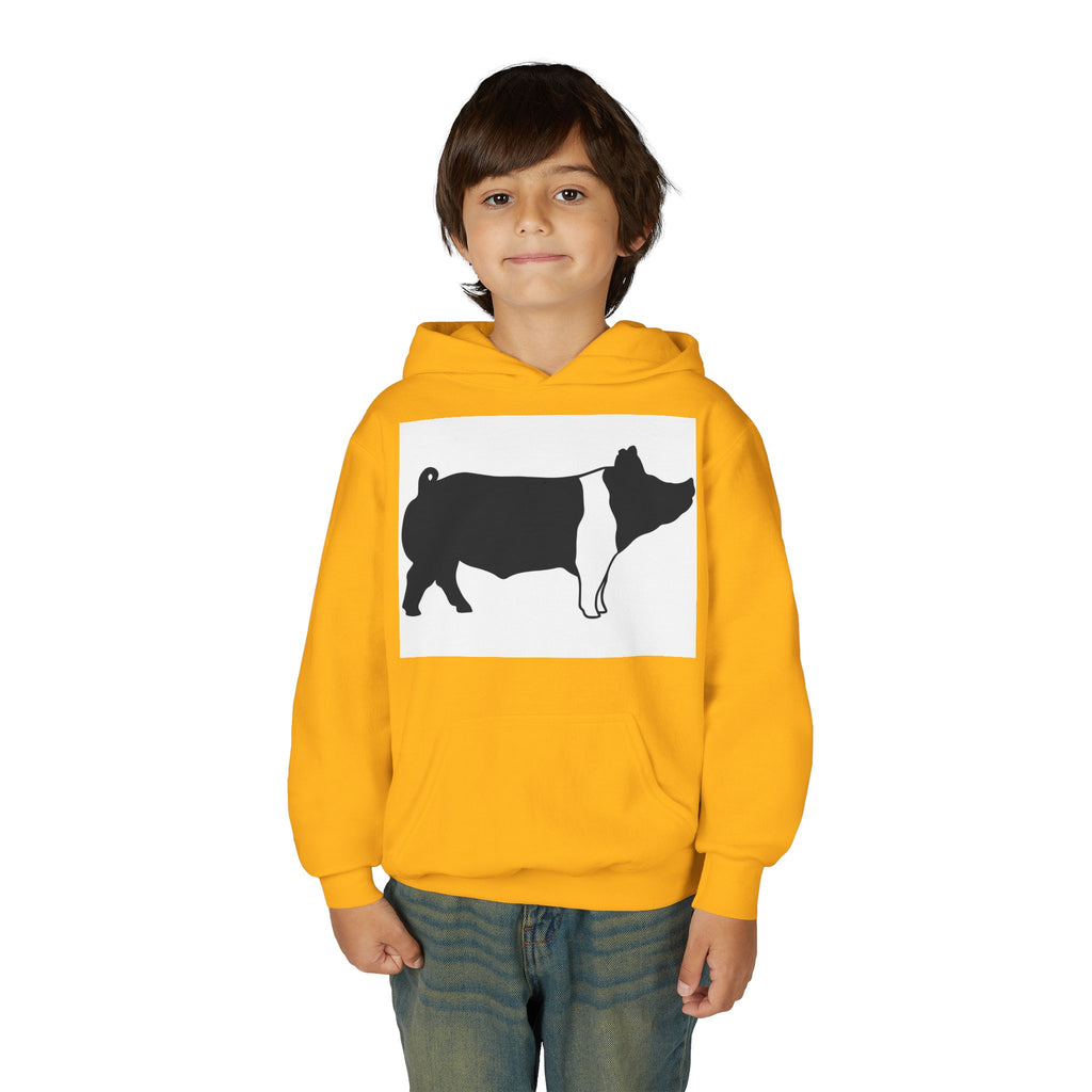 Youth Pig Silhouette Hoodie — Farm Animal Kids Sweatshirt