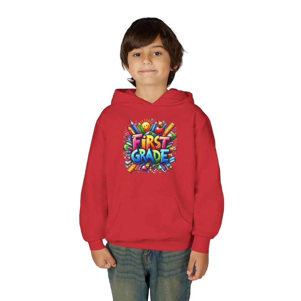 First Grade Kids Hoodie — Colorful School Back-to-School Sweatshirt