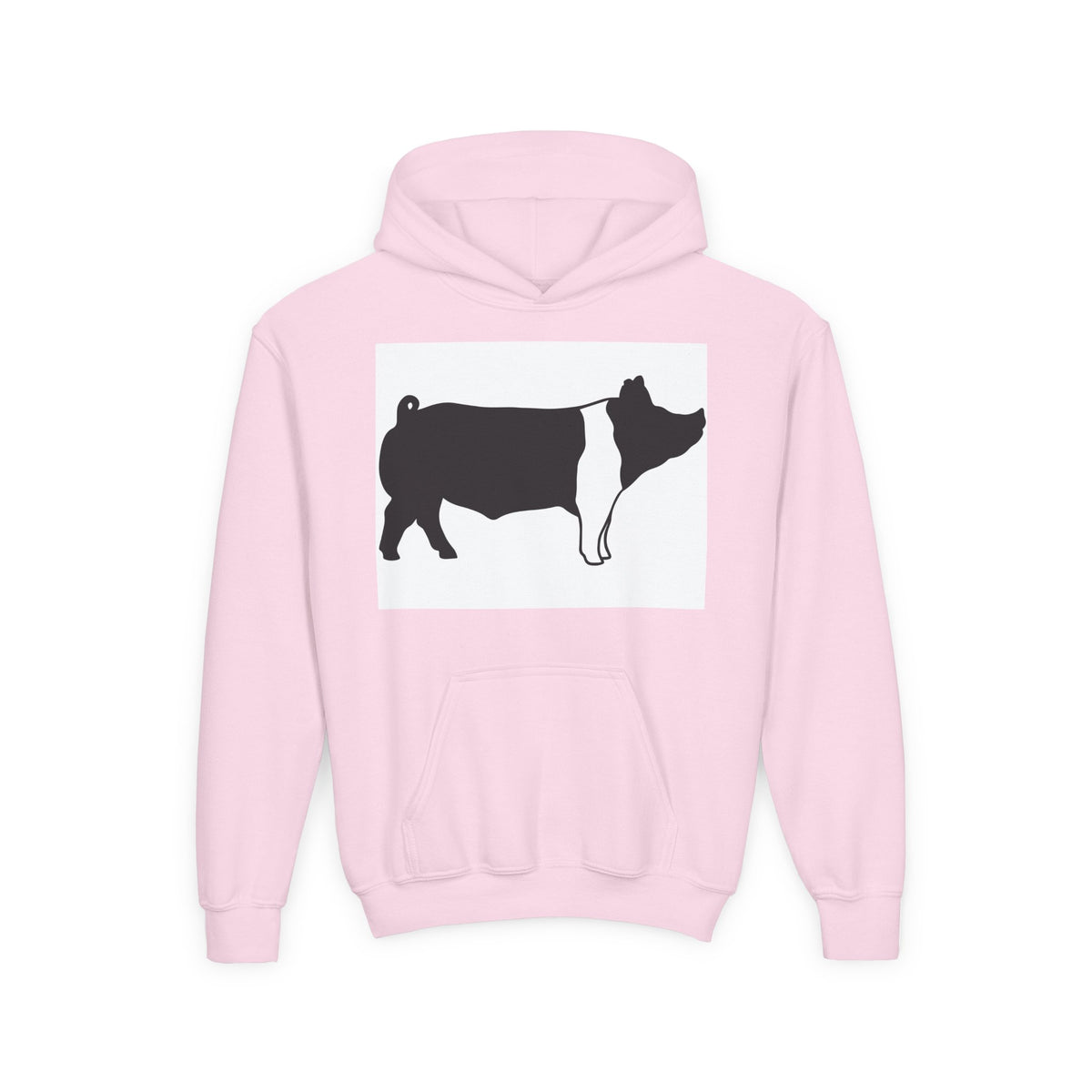 Youth Pig Silhouette Hoodie — Farm Animal Kids Sweatshirt