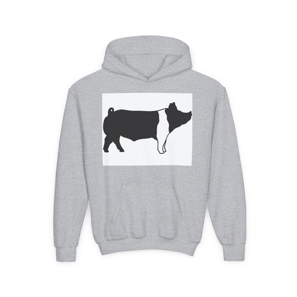 Youth Pig Silhouette Hoodie — Farm Animal Kids Sweatshirt