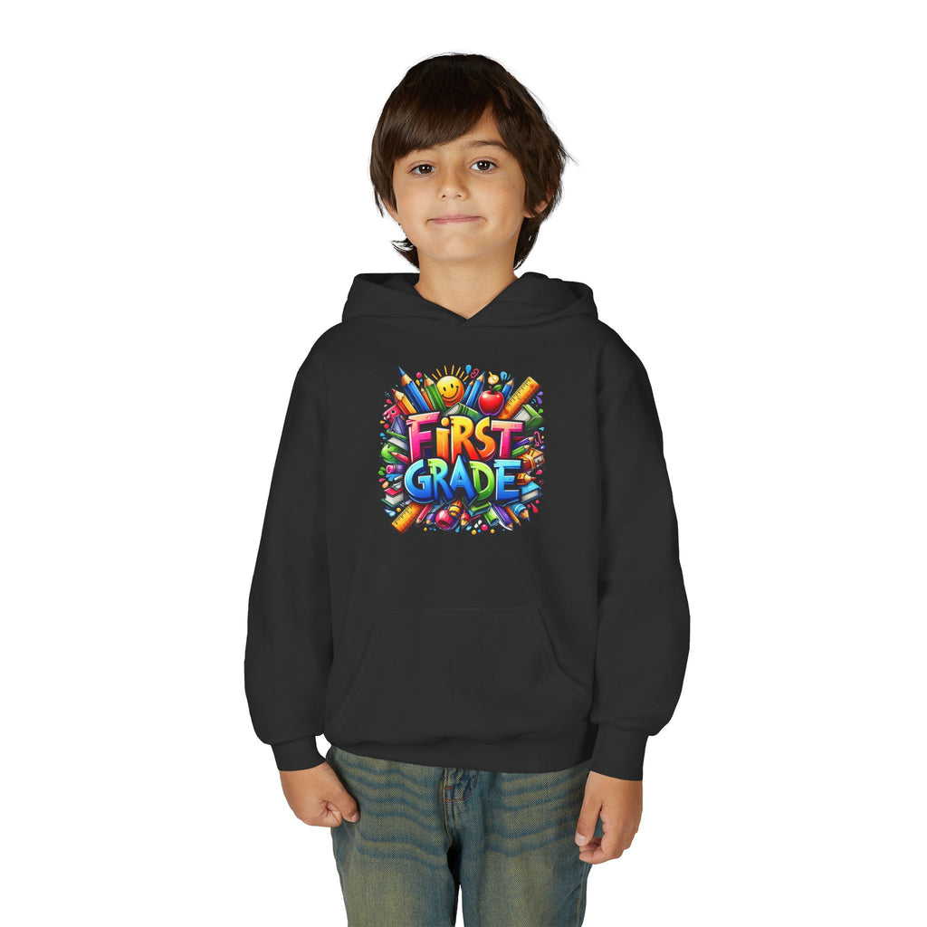First Grade Kids Hoodie — Colorful School Back-to-School Sweatshirt