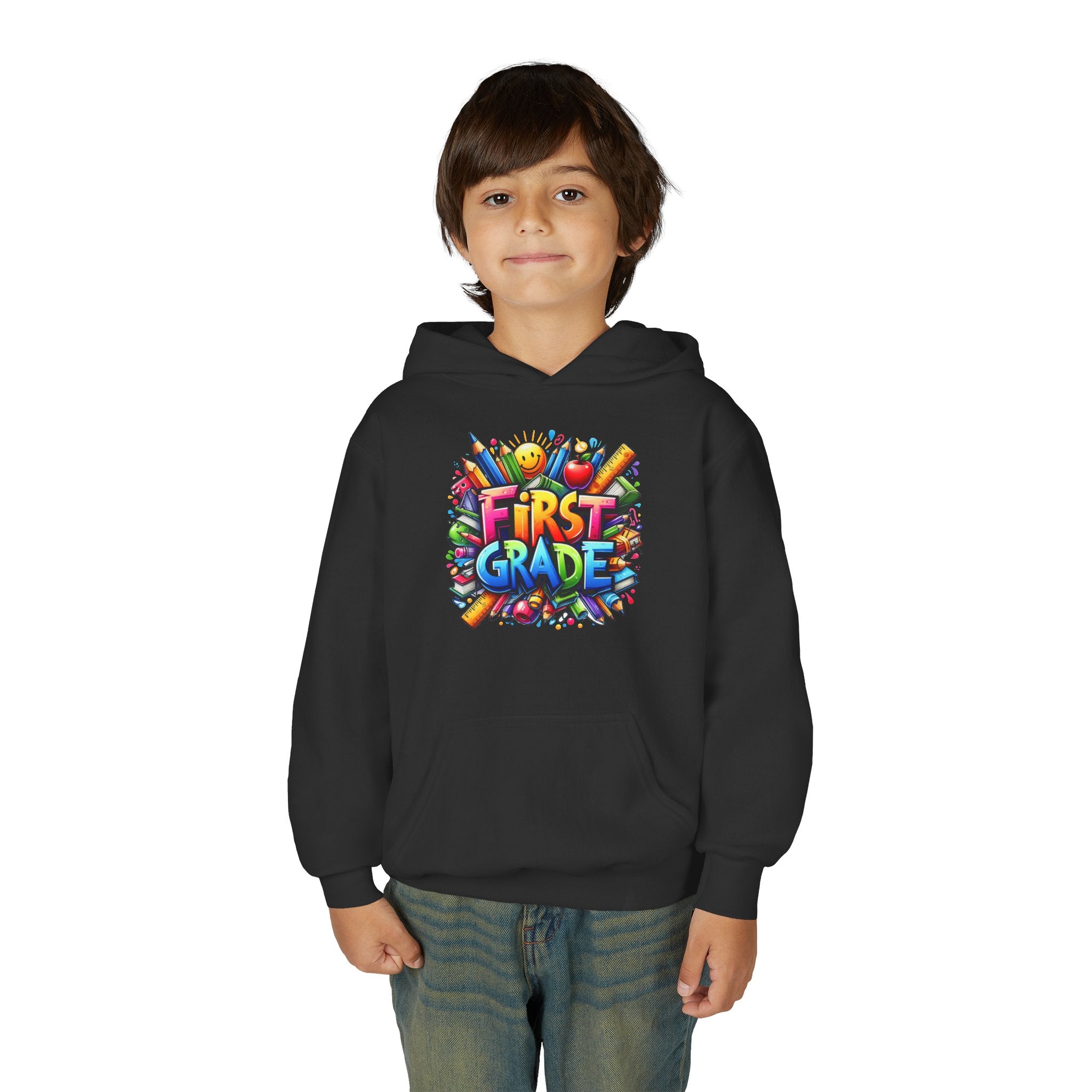 First Grade Kids Hoodie — Colorful School Back-to-School Sweatshirt