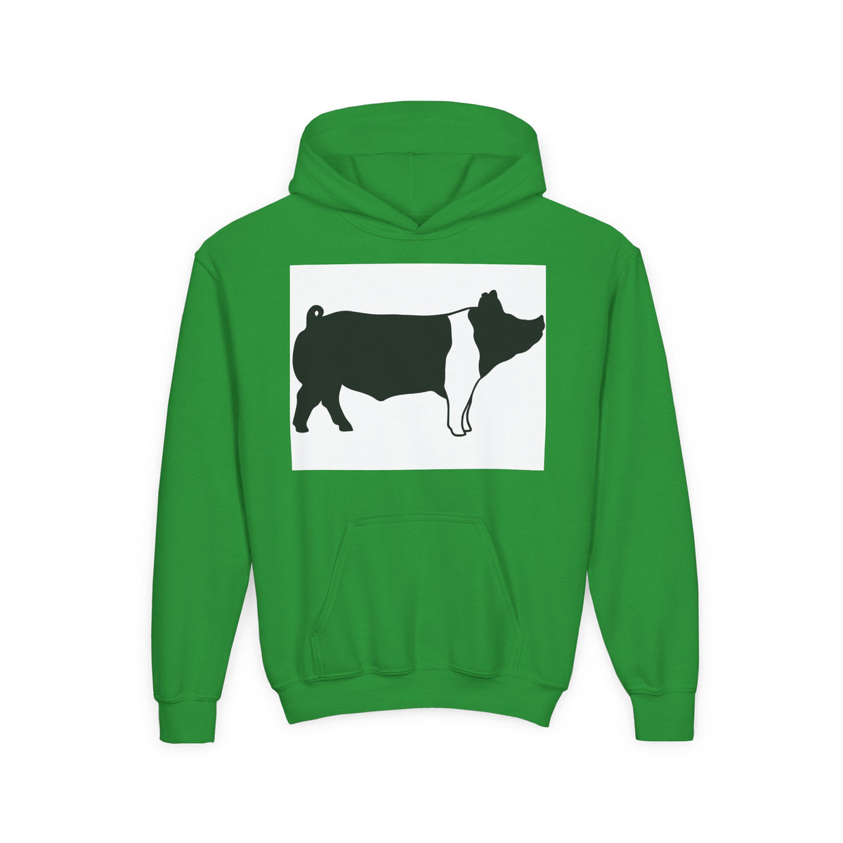 Youth Pig Silhouette Hoodie — Farm Animal Kids Sweatshirt