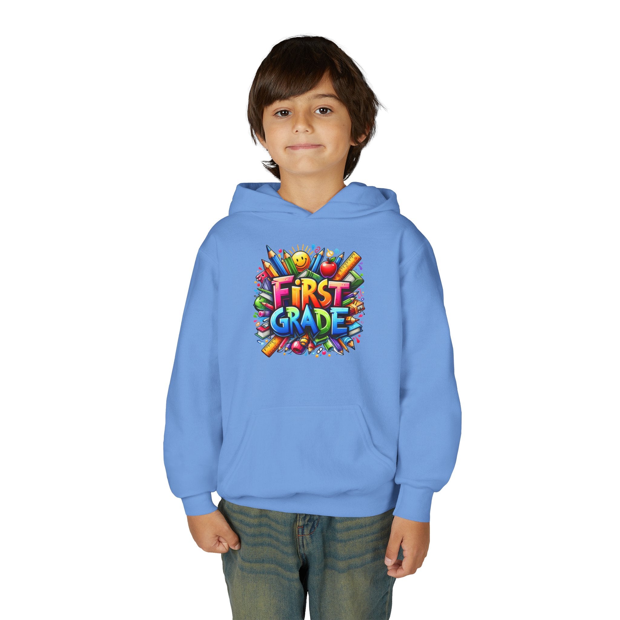 First Grade Kids Hoodie — Colorful School Back-to-School Sweatshirt