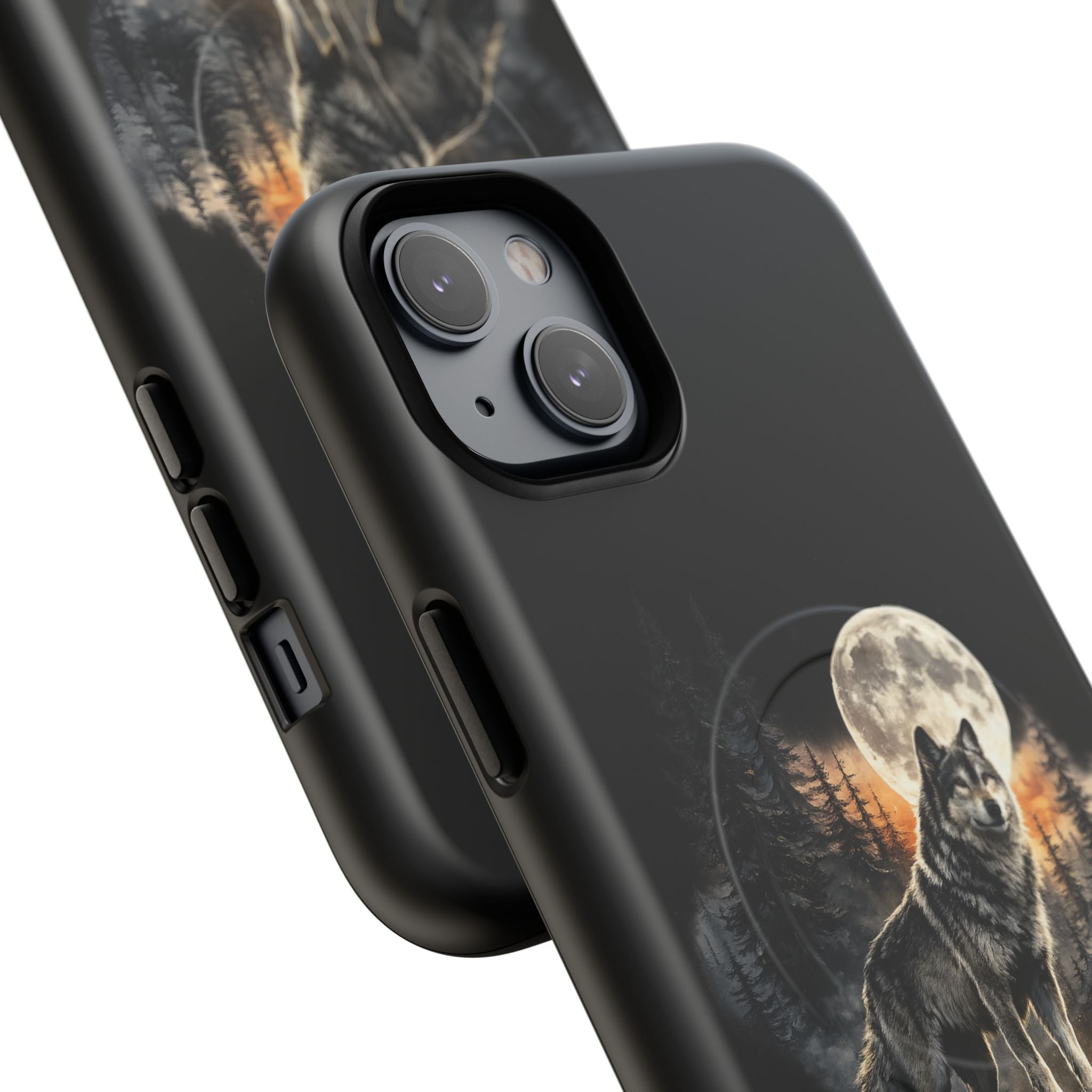 Wolf Moon Tough Magnetic Phone Case — Protective Magnetic iPhone Cover with Full Moon Forest Design