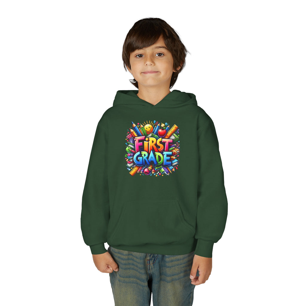 First Grade Kids Hoodie — Colorful School Back-to-School Sweatshirt