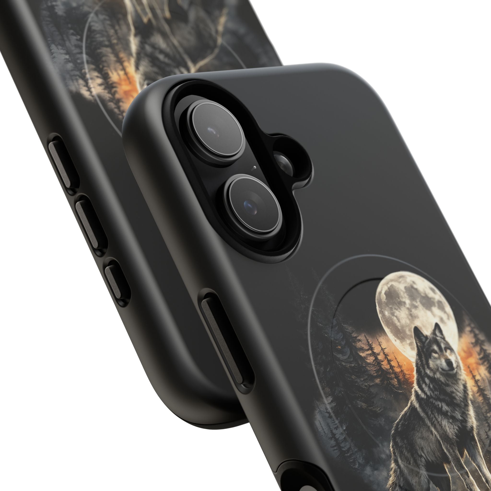 Wolf Moon Tough Magnetic Phone Case — Protective Magnetic iPhone Cover with Full Moon Forest Design