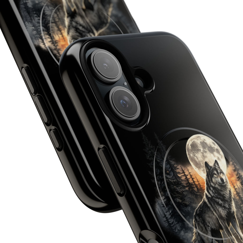 Wolf Moon Tough Magnetic Phone Case — Protective Magnetic iPhone Cover with Full Moon Forest Design