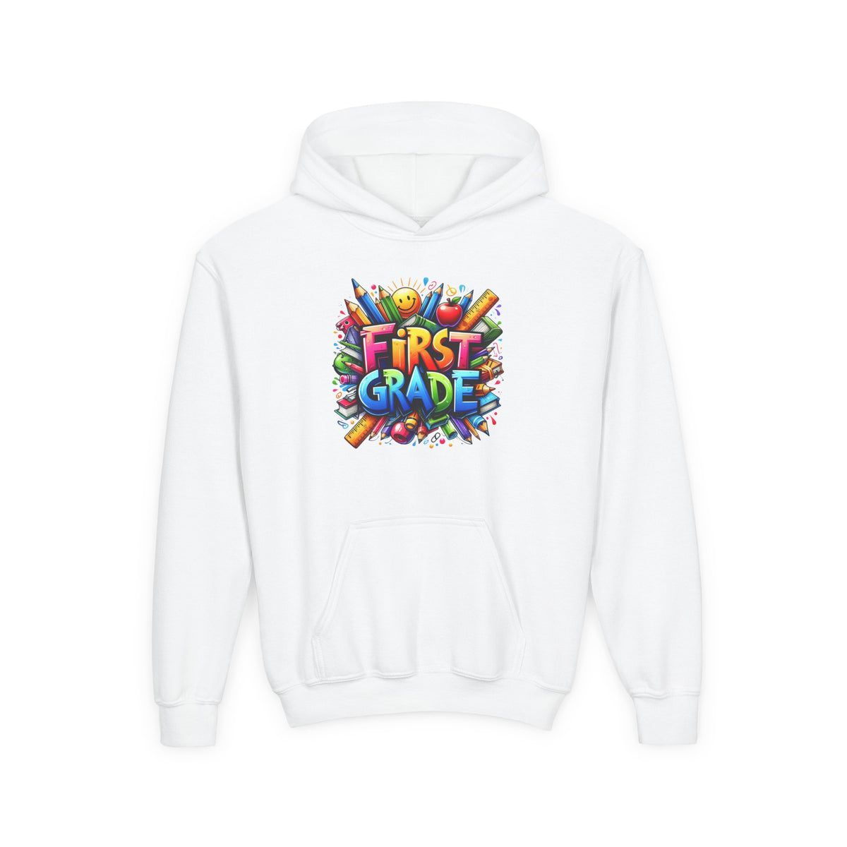 First Grade Kids Hoodie — Colorful School Back-to-School Sweatshirt